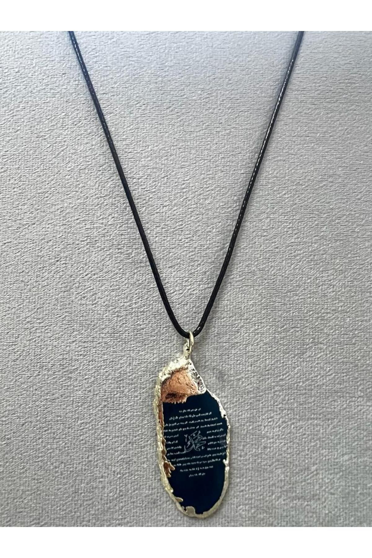 Sertifikalı Akik Doğal Taş Hilye-i Şerif Kolye