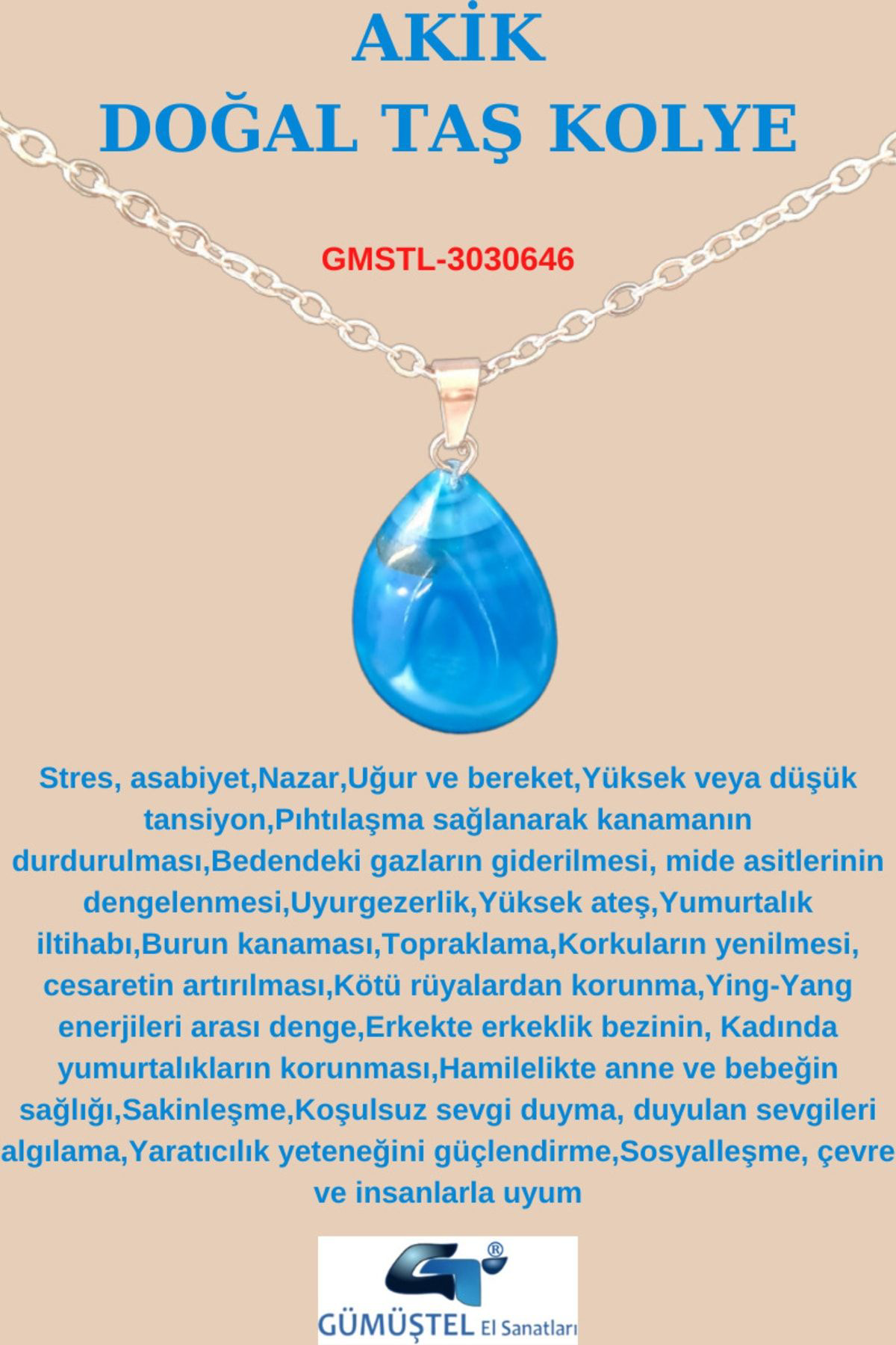 Sertifikalı Akik Doğal Taş Damla Kesim Kolye Aaa Kalite Sürpriz H