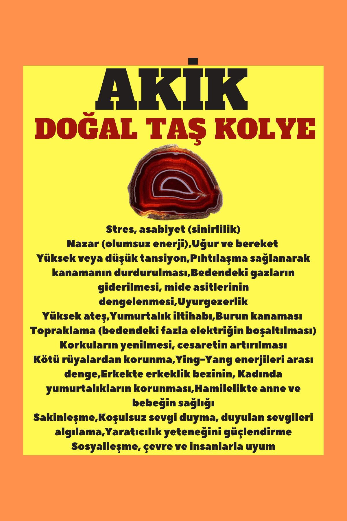 Sertifikalı Akik Doğal Taş Kolye Ayarlanabilir Orijinal Doğal Taş