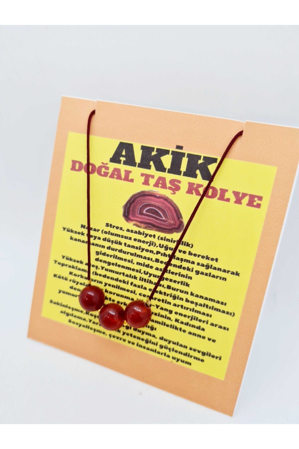 Sertifikalı Akik Doğal Taş Kolye Ayarlanabilir Orijinal Doğal Taş