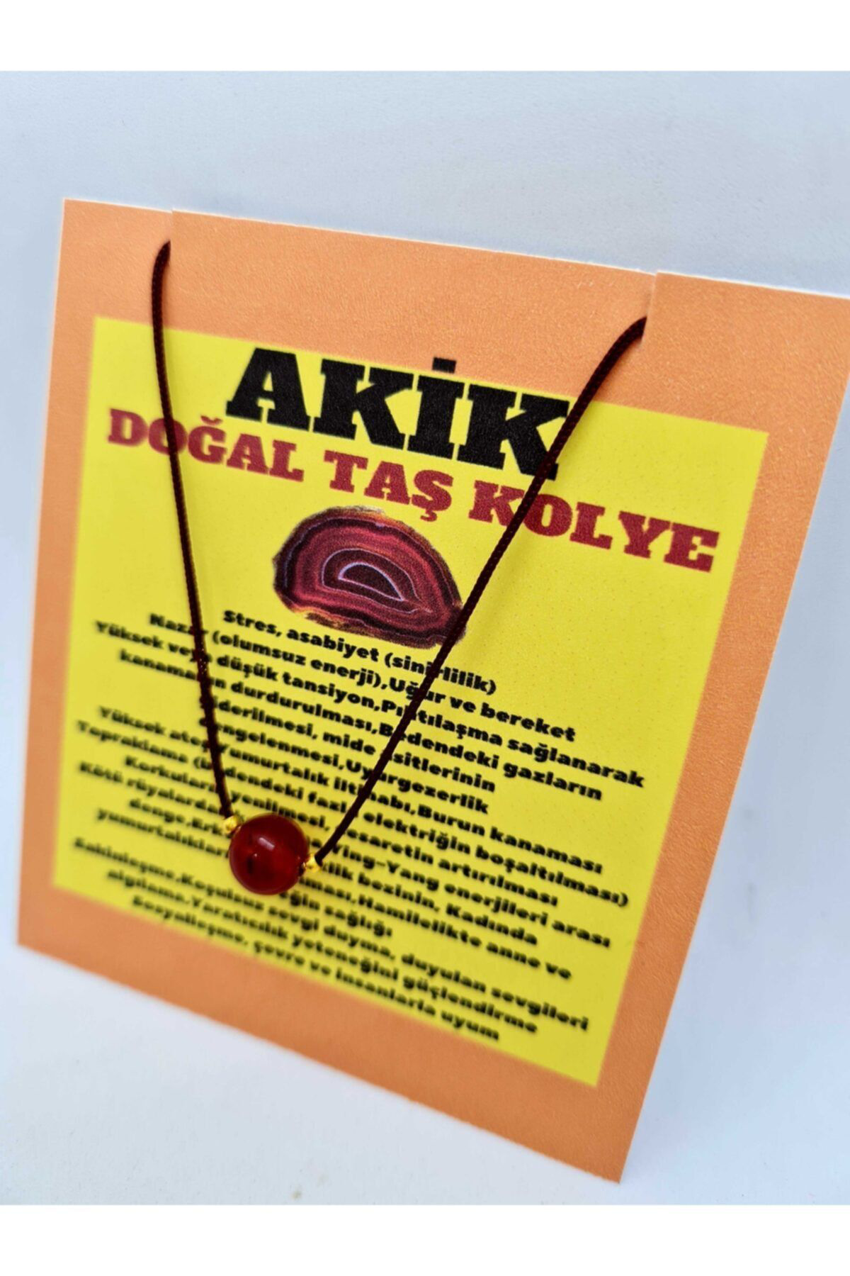 Sertifikalı Akik Doğal Taş Kolye Ayarlanabilir Doğal Taş Çok Fonk