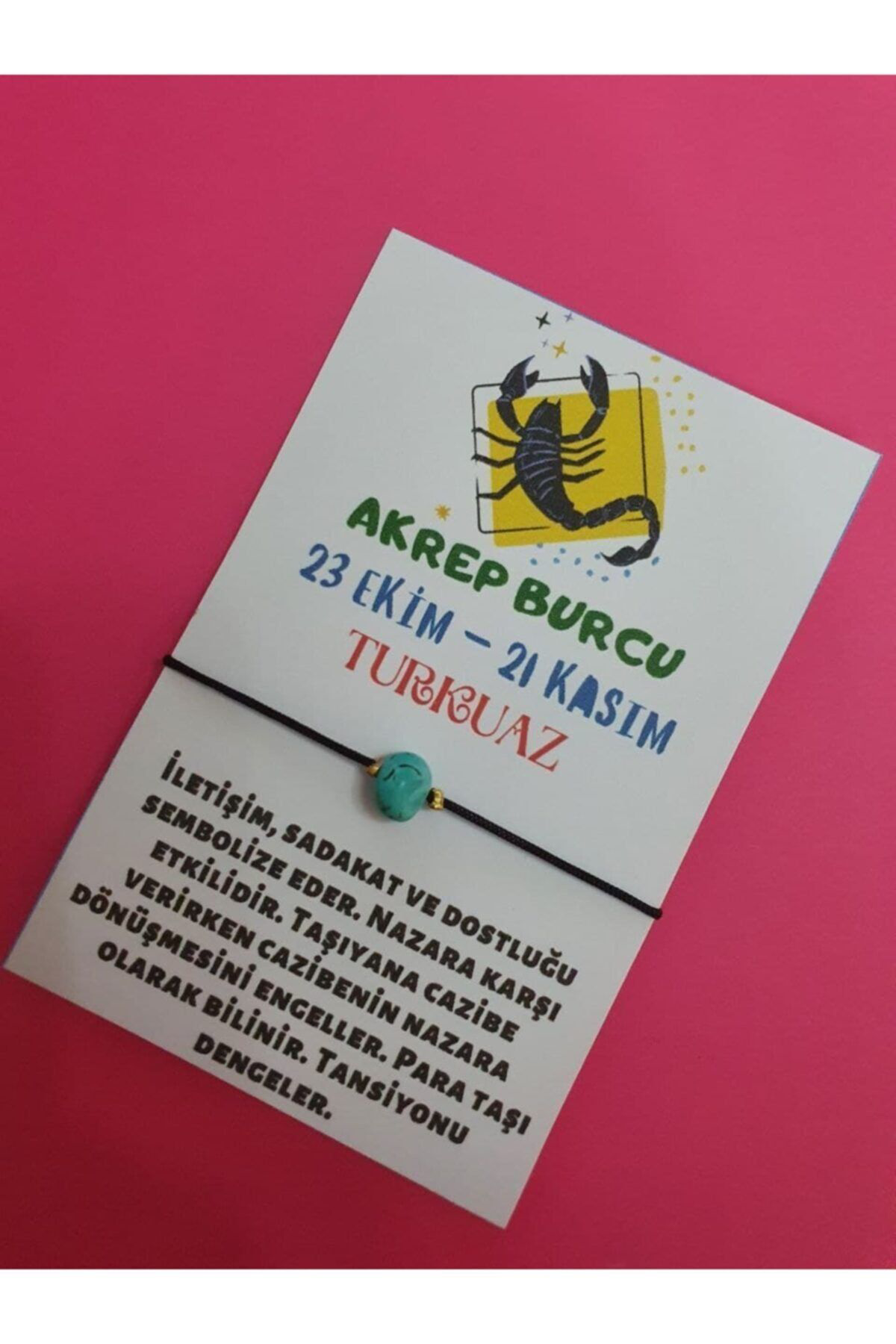 Sertifikalı Akrep Burcu Turkuaz Doğal Taşlı Ip Burç Bilekliği