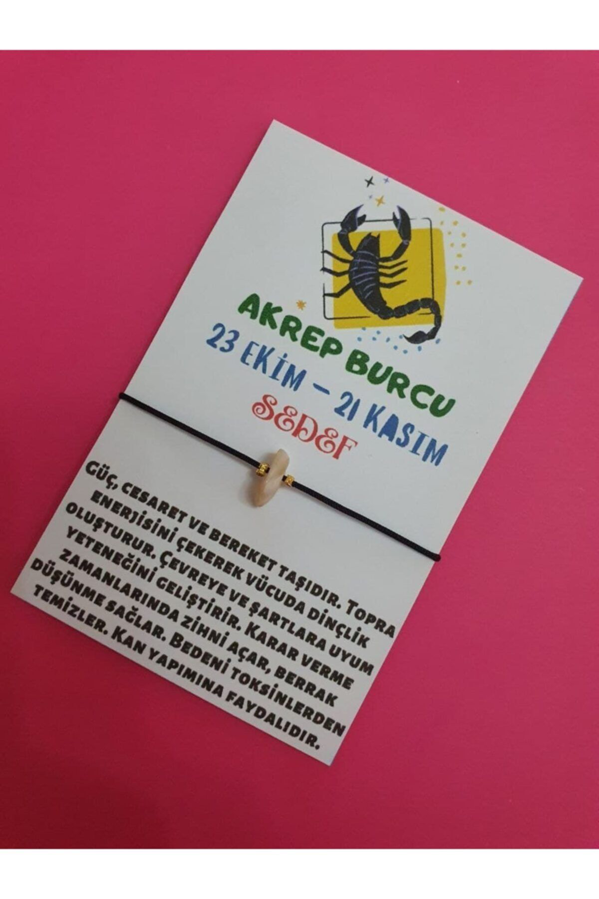 Sertifikalı Akrep Burcu Sedef Doğal Taşlı Ip Burç Bilekliği