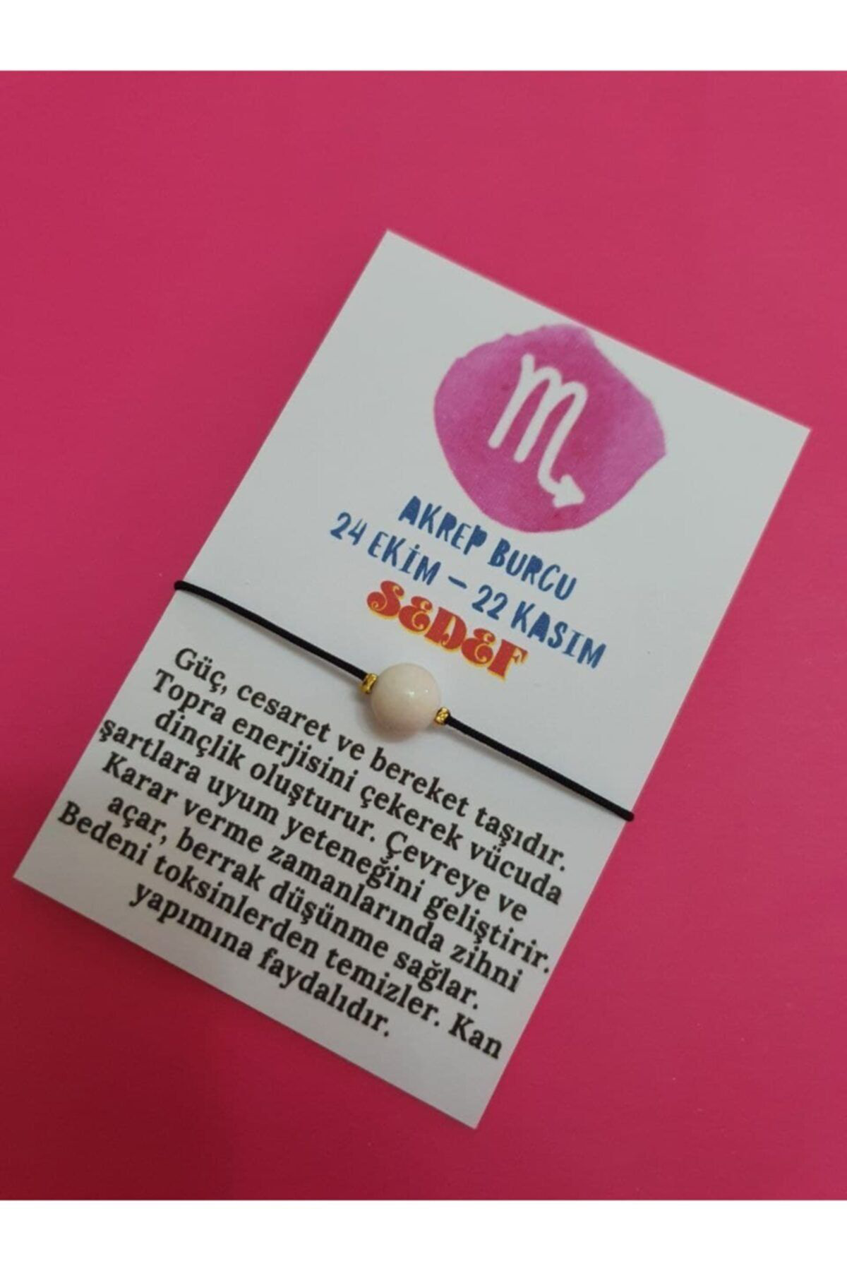 Sertifikalı Akrep Burcu Sedef Doğal Taş Ip Burç Bilekliği