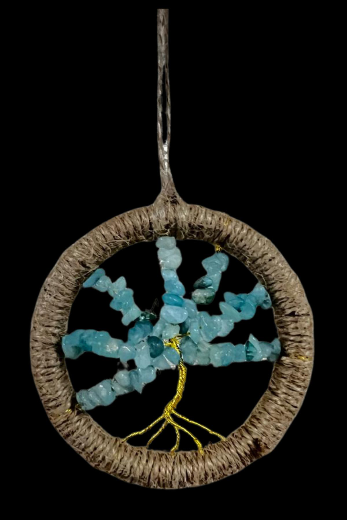 Sertifikalı Akuamarin Doğal Taş El Yapımı Duvar Süsü & Araba Süsü