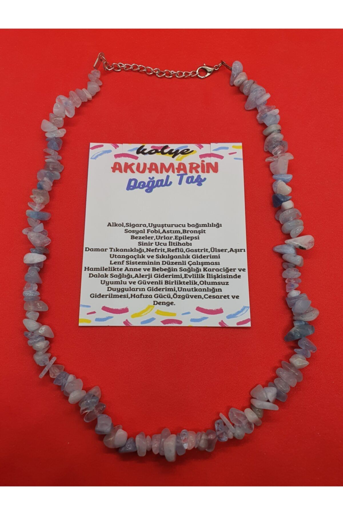 Sertifikalı Akuamarin Taşı Doğal Taş Kolye