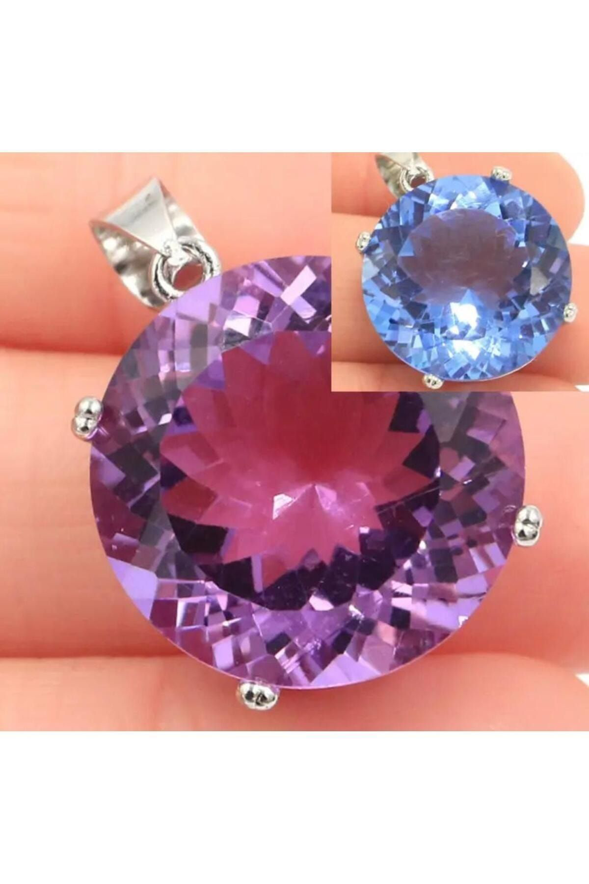 Sertifikalı Alexsandrite Doğal Taş Kolye Özel Tasarım 925 Silver 