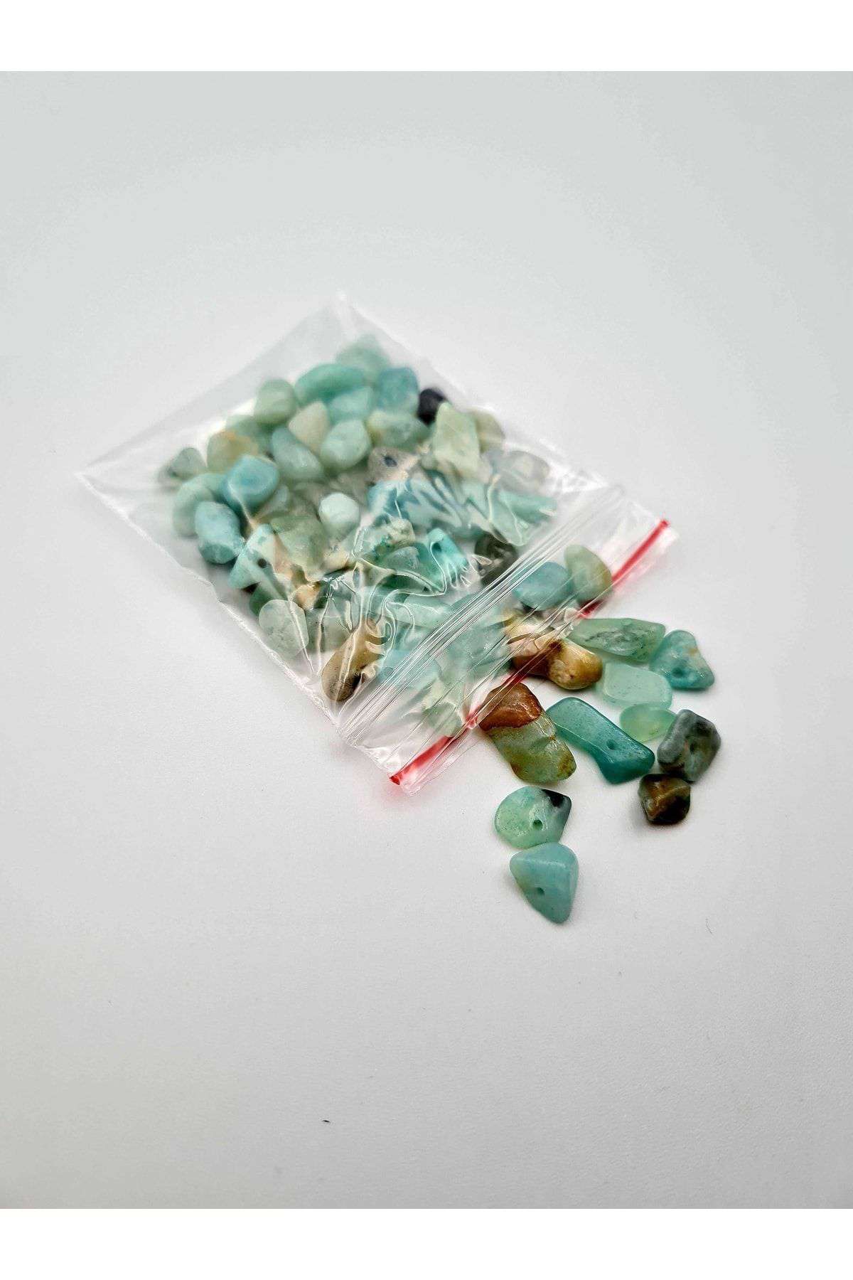 Sertifikalı Amazonit Kırık Doğal Taş - 20 gr Delikli