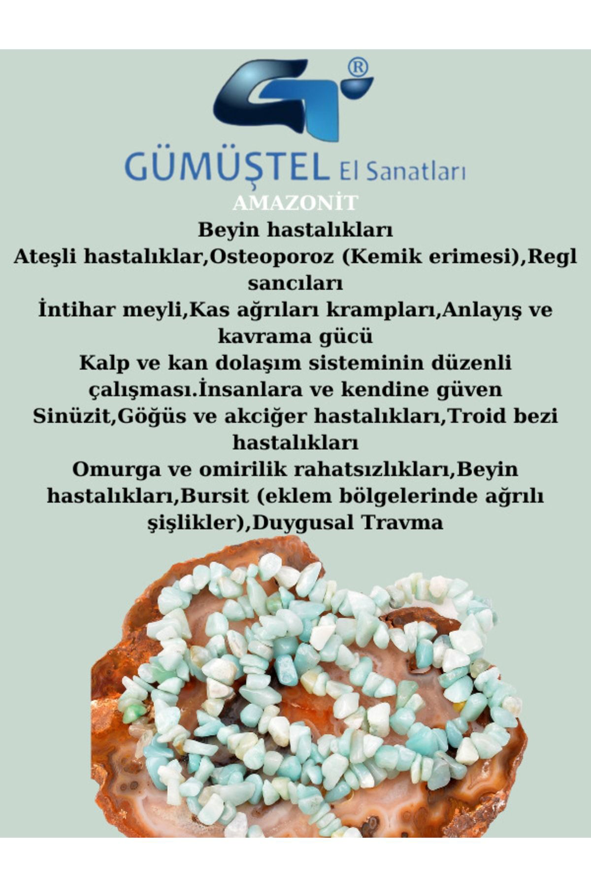 Gümüştel El Sanatlari Sertifikali Amazonit Kirik Doğal Taş - 10 Gr Delikli Doğal Taş