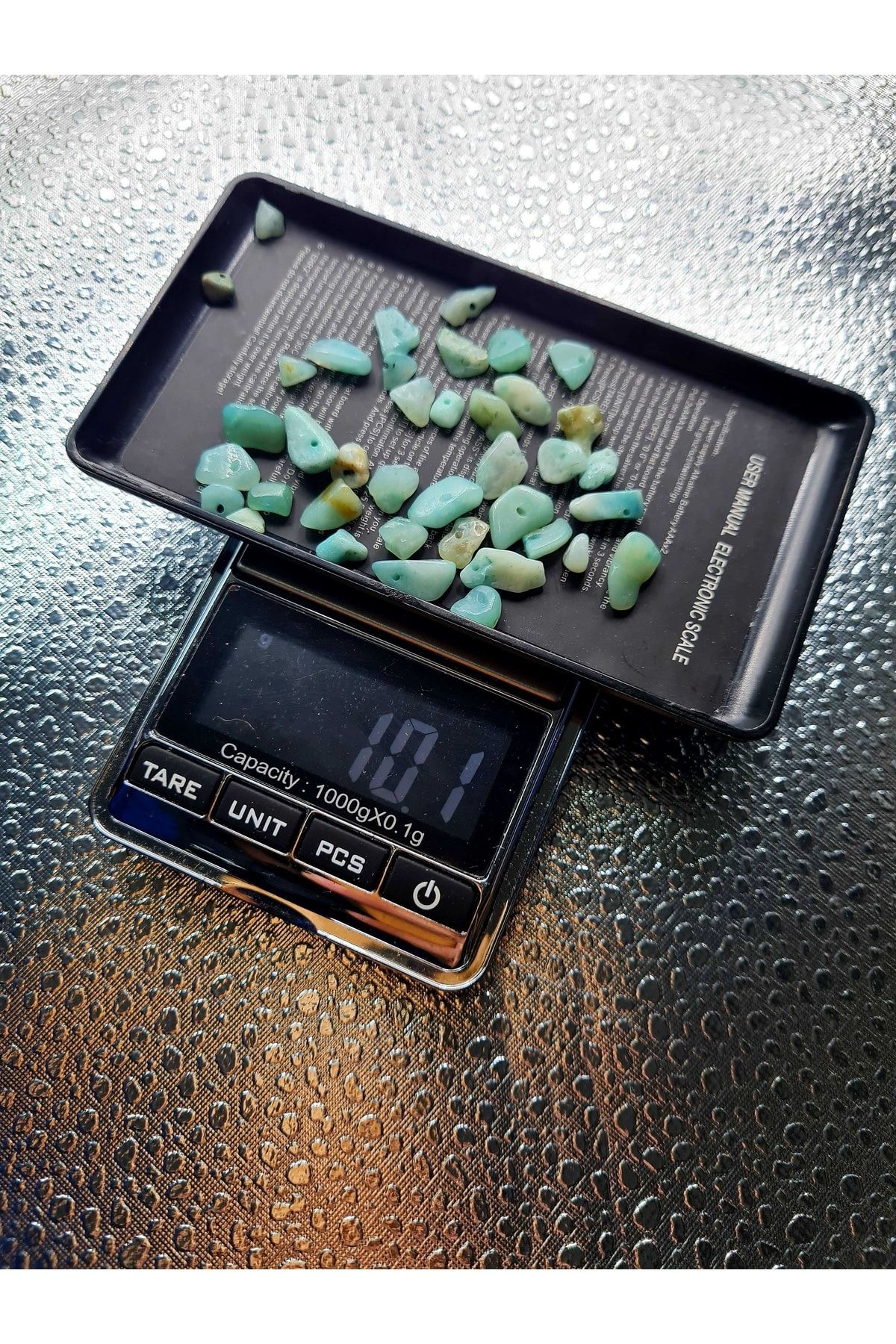 Gümüştel El Sanatlari Sertifikali Amazonit Kirik Doğal Taş - 10 Gr Delikli Doğal Taş