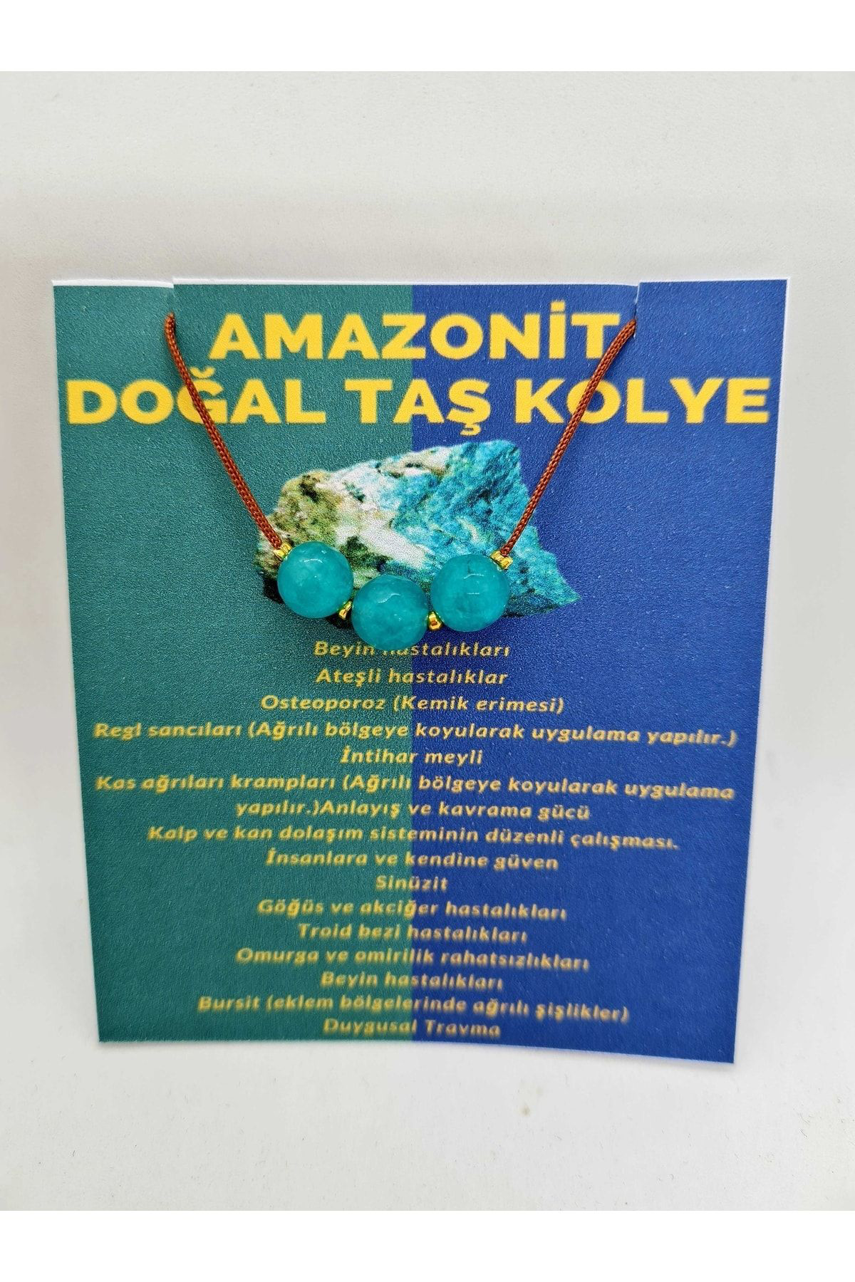 Sertifikalı Amazonit Doğal Taş Kolye Ayarlanabilir Orijinal Doğal