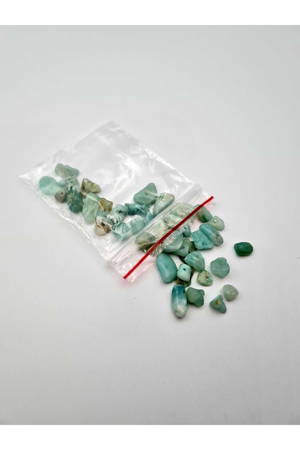 Gümüştel El Sanatlari Sertifikali Amazonit Kirik Doğal Taş - 10 Gr Delikli Doğal Taş