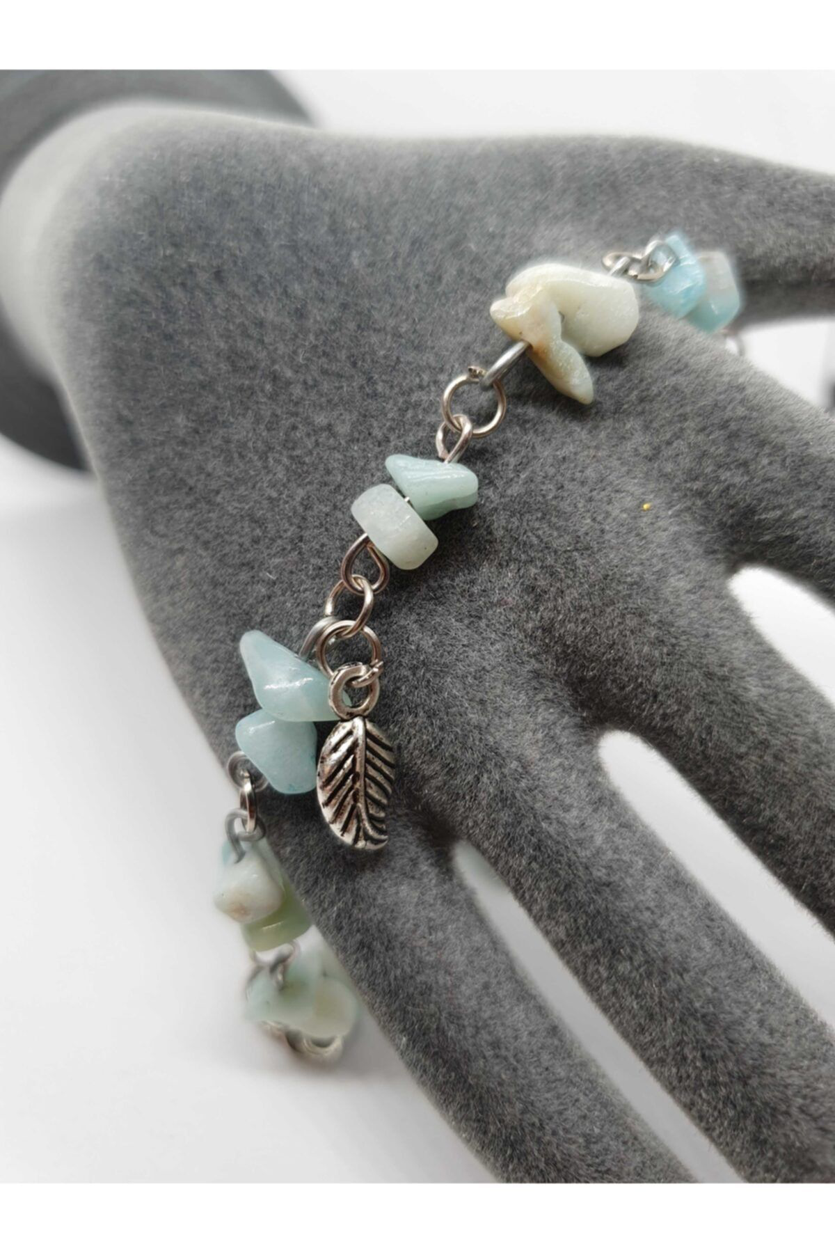 Sertifikalı Amazonit Taşı Bileklik Orijinal Doğal Taş Tasarım Bil