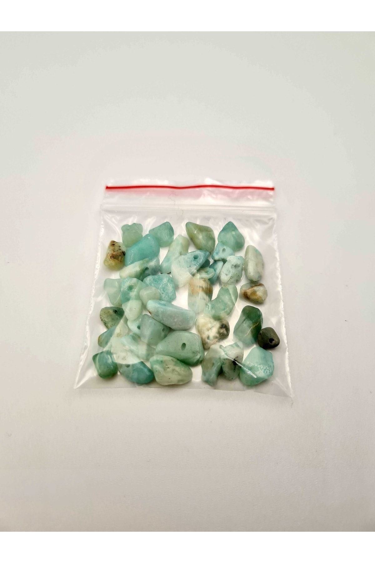 Gümüştel El Sanatlari Sertifikali Amazonit Kirik Doğal Taş - 10 Gr Delikli Doğal Taş