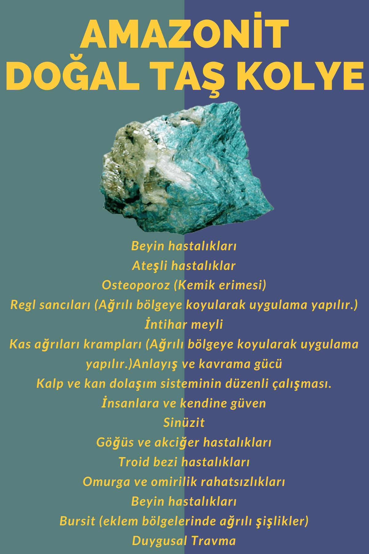 Sertifikalı Amazonit Doğal Taş Kolye Ayarlanabilir Orijinal Doğal