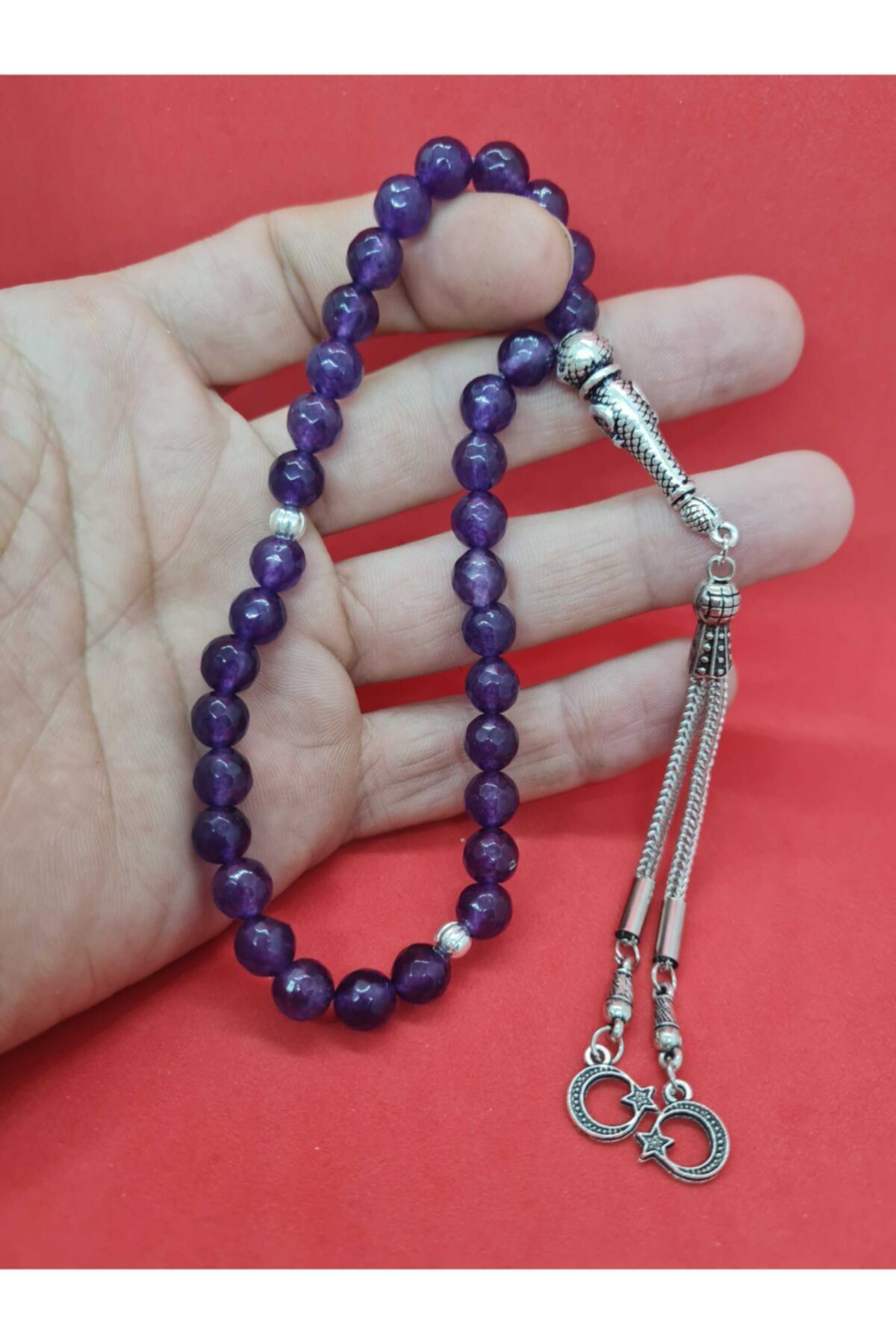 Sertifikalı Ametist Doğal Taş Tesbih 8 Mm Faset Kesim Sertifikalı Ametist Doğal Taş Tesbih 8 Mm Faset Kesim