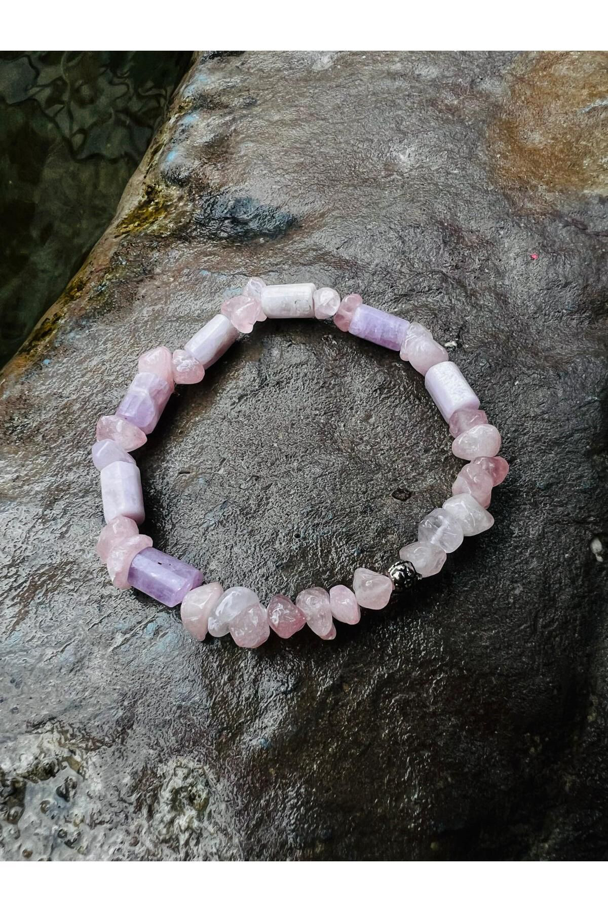 Sertifikalı Ametrin & Pembe Kuvars Tasarım Bileklik Orijinal Doğa