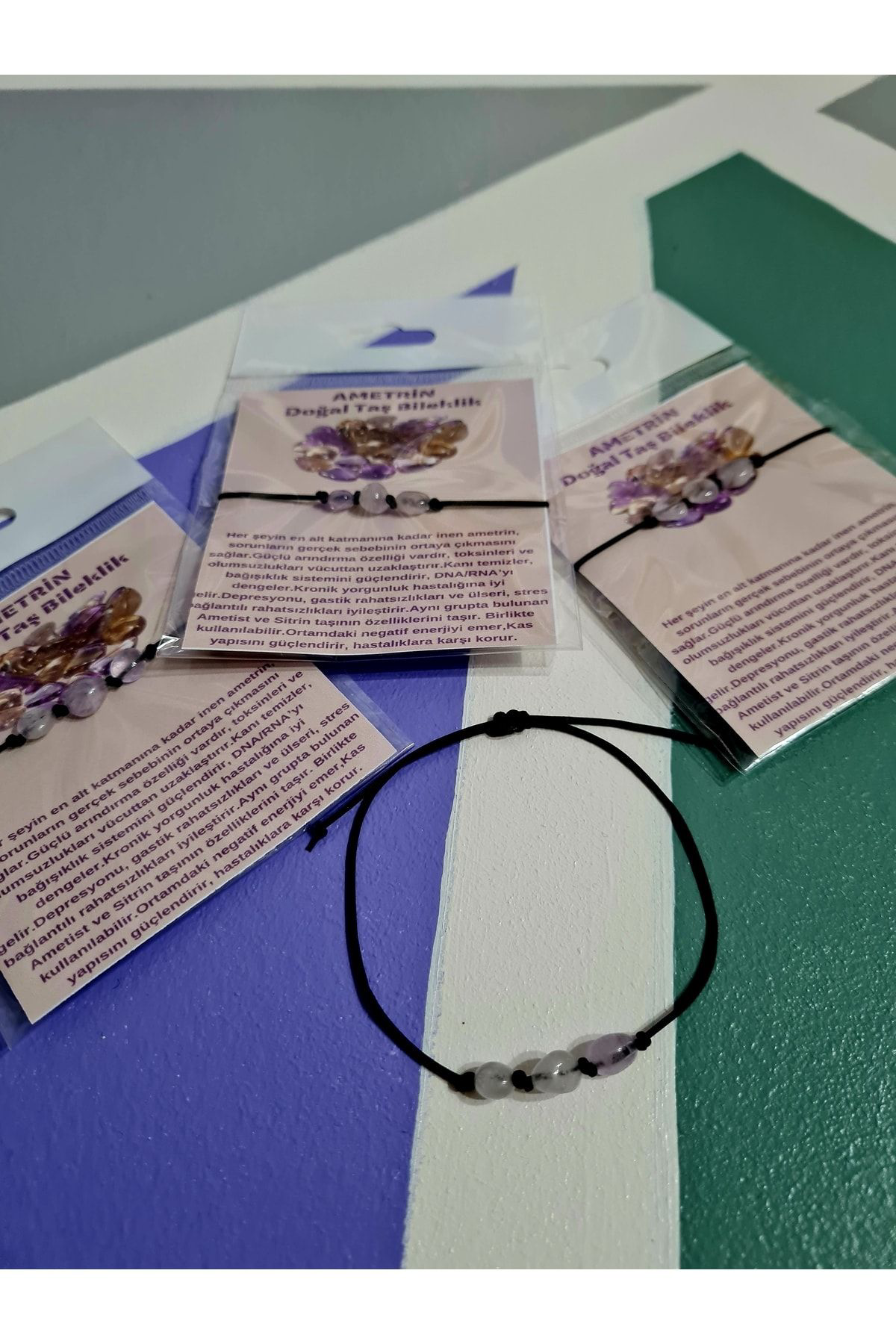 Sertifikalı Ametrin Doğal Taş Bileklik Aaa Kalite Asansörlü Kilit
