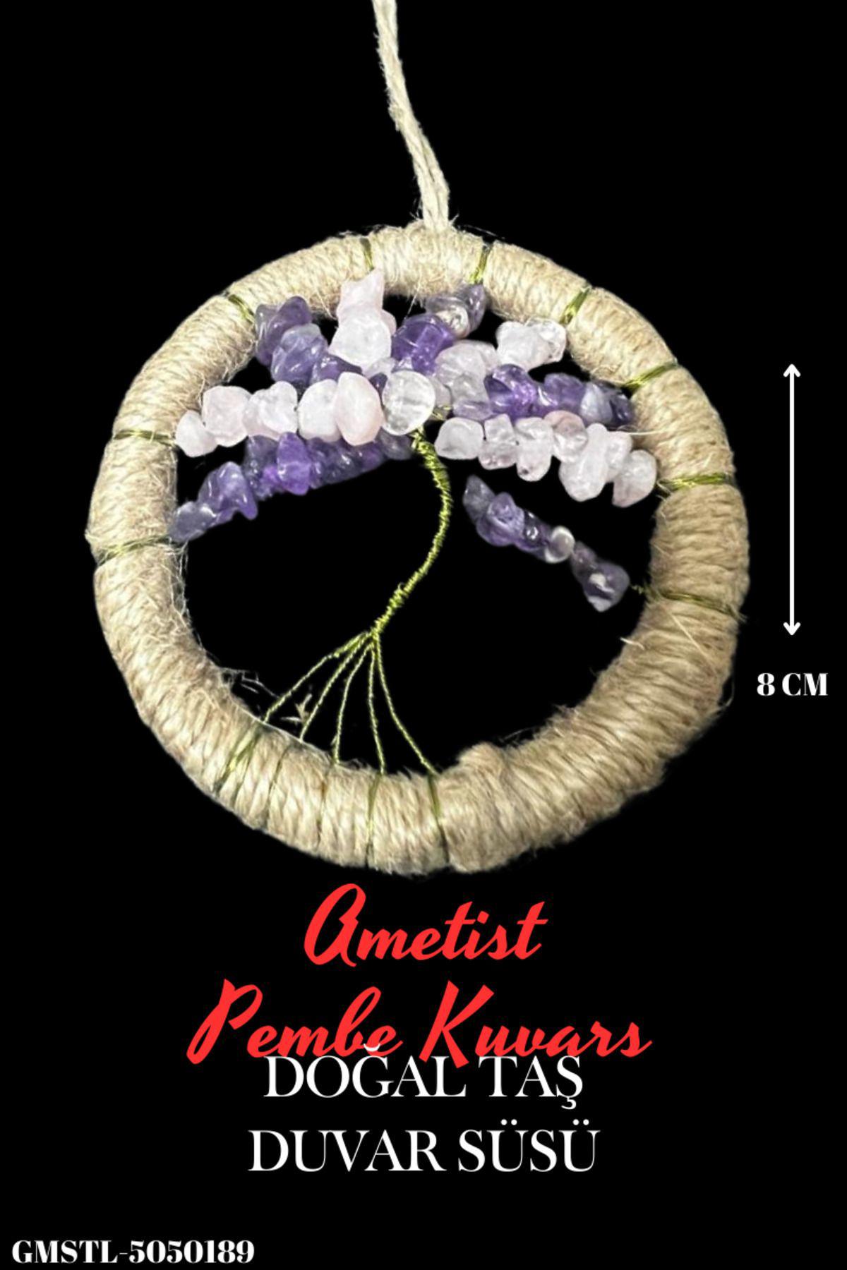 Sertifikalı Ametist Pembe Kuvars Doğal Taş El Yapımı Duvar Süsü &