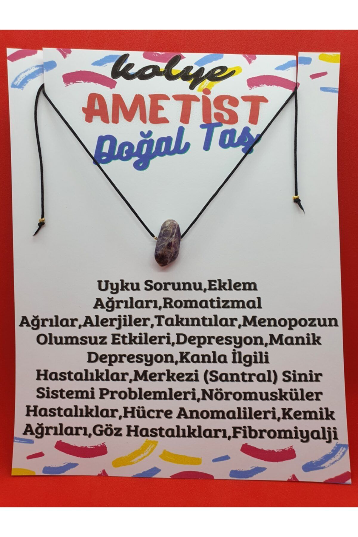 Sertifikalı Ametist Taşı Kolye Ayarlanabilir Orijinal Doğal Taş Ç
