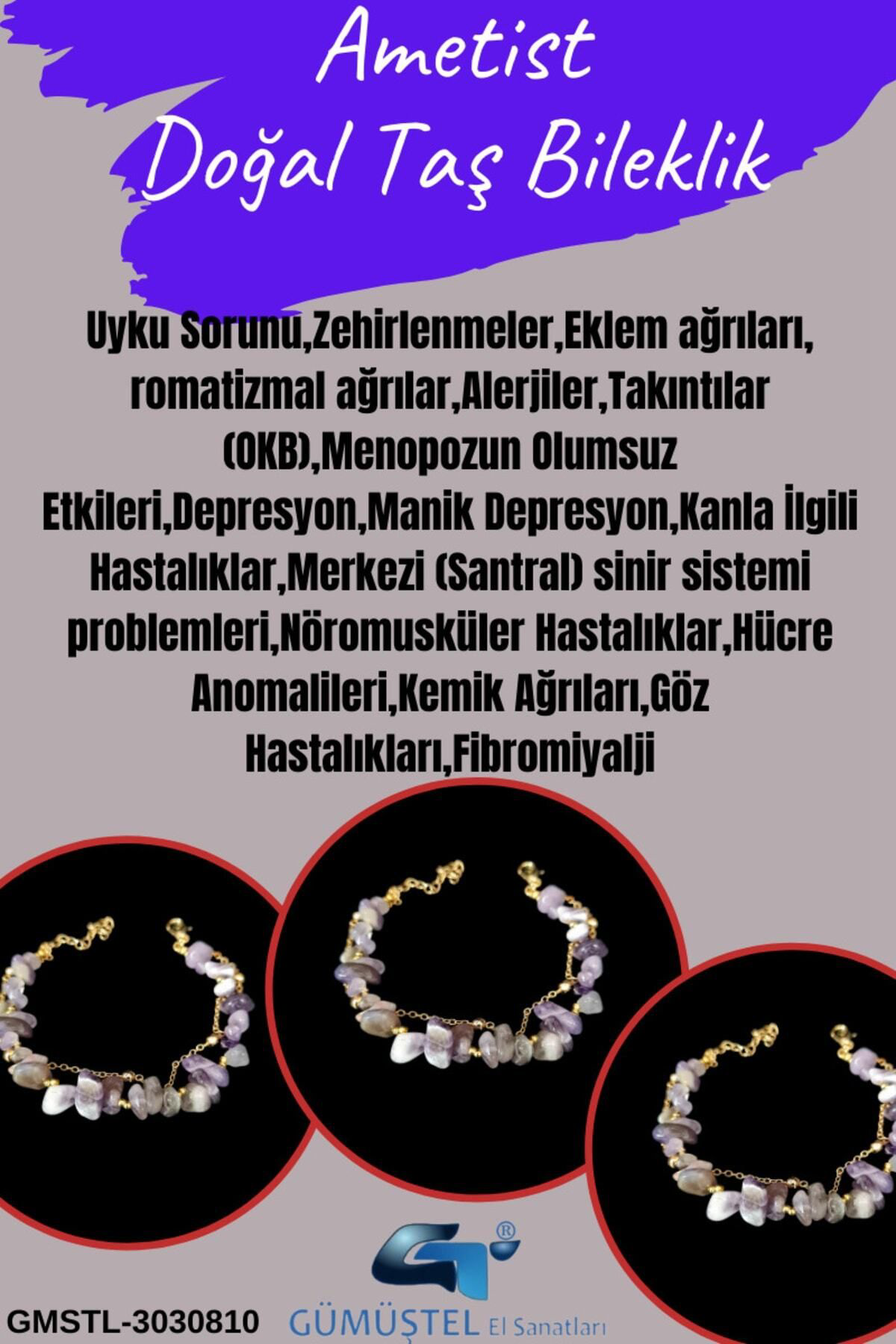 Sertifikalı Ametist Doğal Taş Bileklik Özel Tasarım