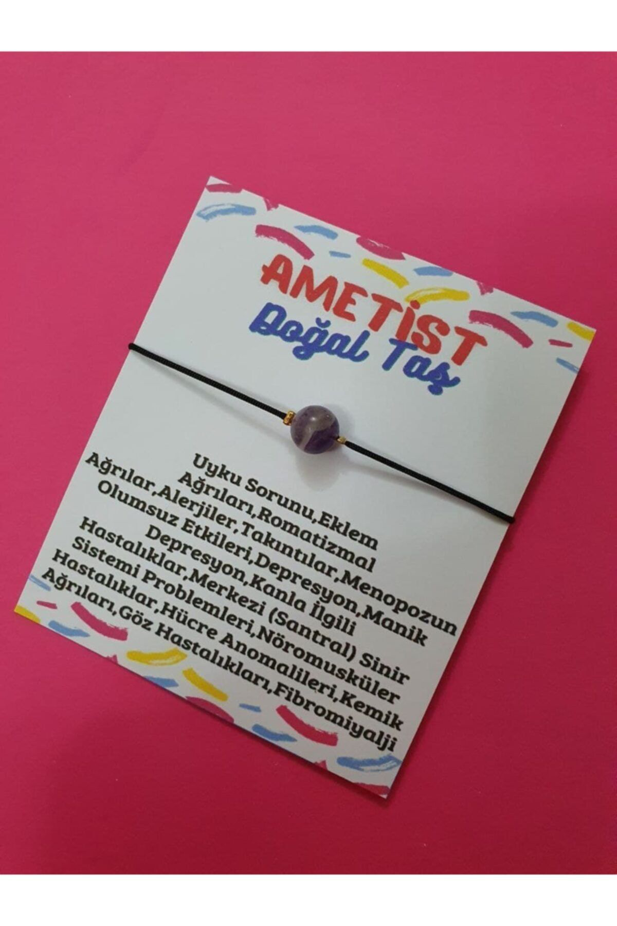 Sertifikalı Ametist Doğal Taş Bileklik Asansörlü Ayarlamalı Ipli 