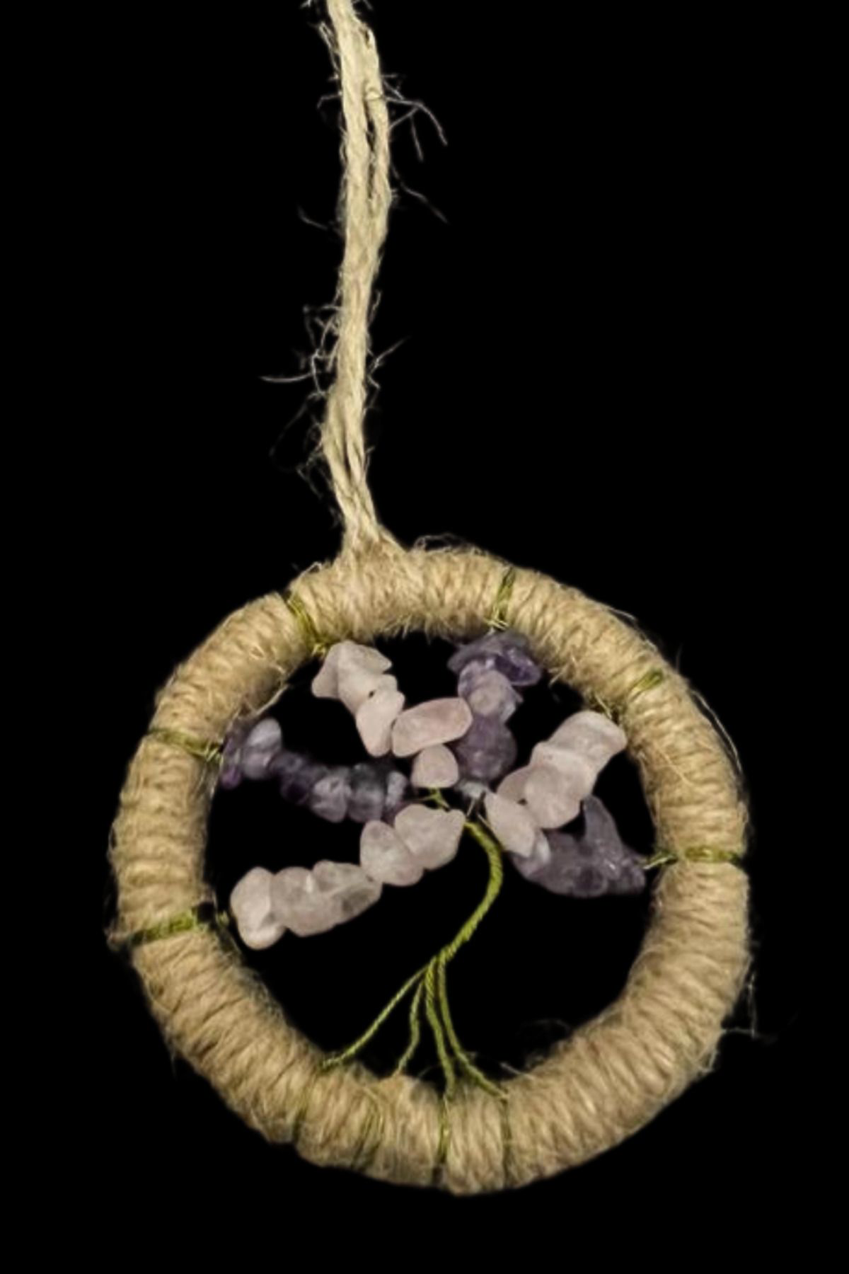 Sertifikalı Ametist Pembe Kuvars Doğal Taş El Yapımı Duvar Süsü &