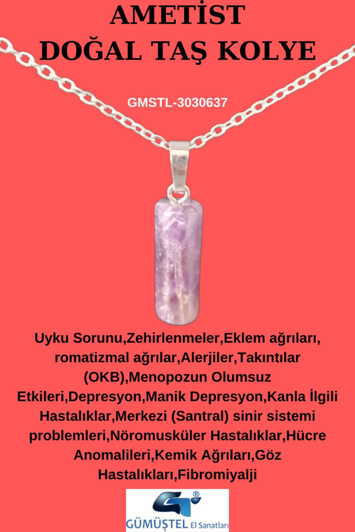 Sertifikalı Ametist Doğal Taş Kolye Özel Kesim