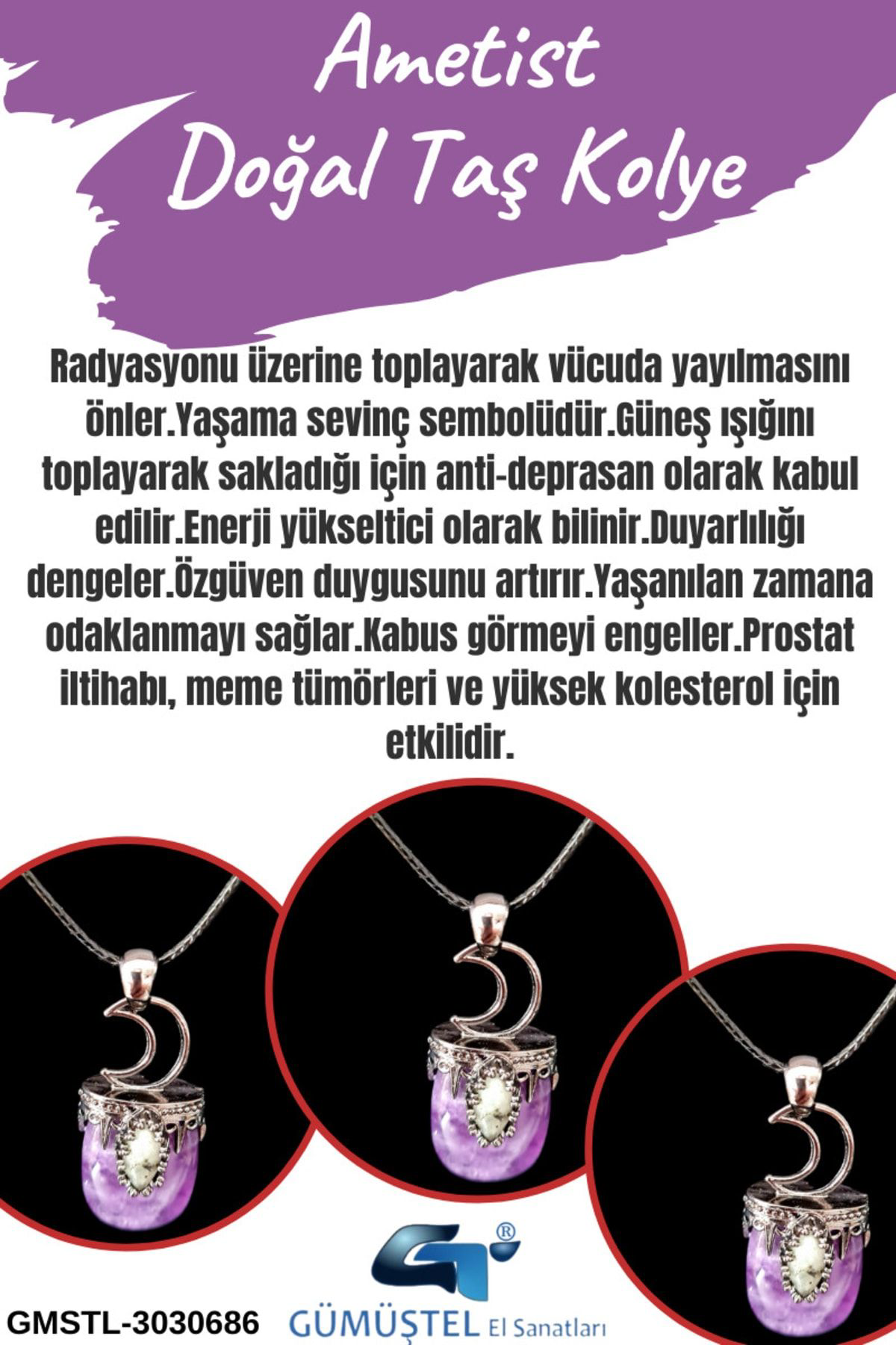 Sertifikalı Ametist Doğal Taş Kolye Sertifikalı Ametist Doğal Taş Kolye
