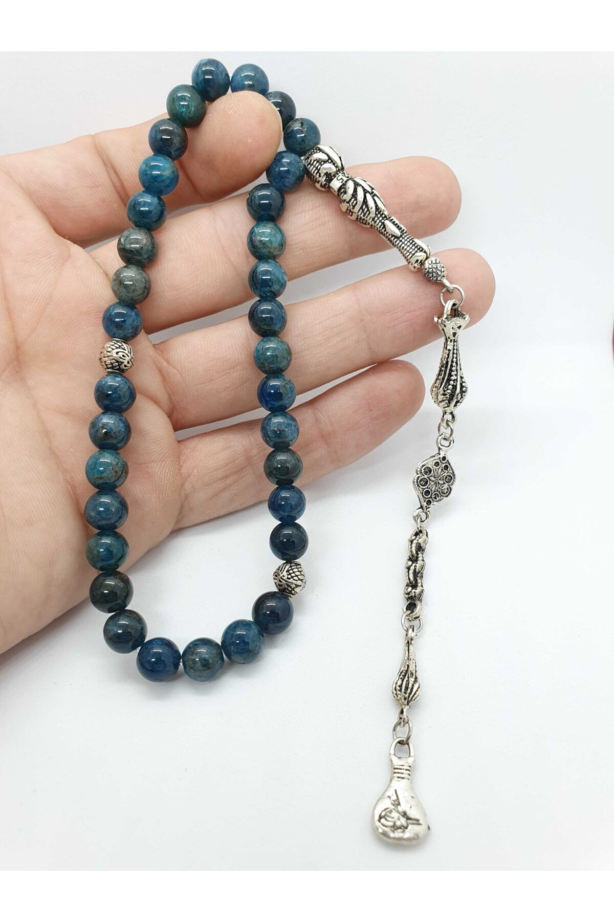 Gümüştel El Sanatlari Sertifikali Apatit Doğal Taş Tesbih 8 Mm