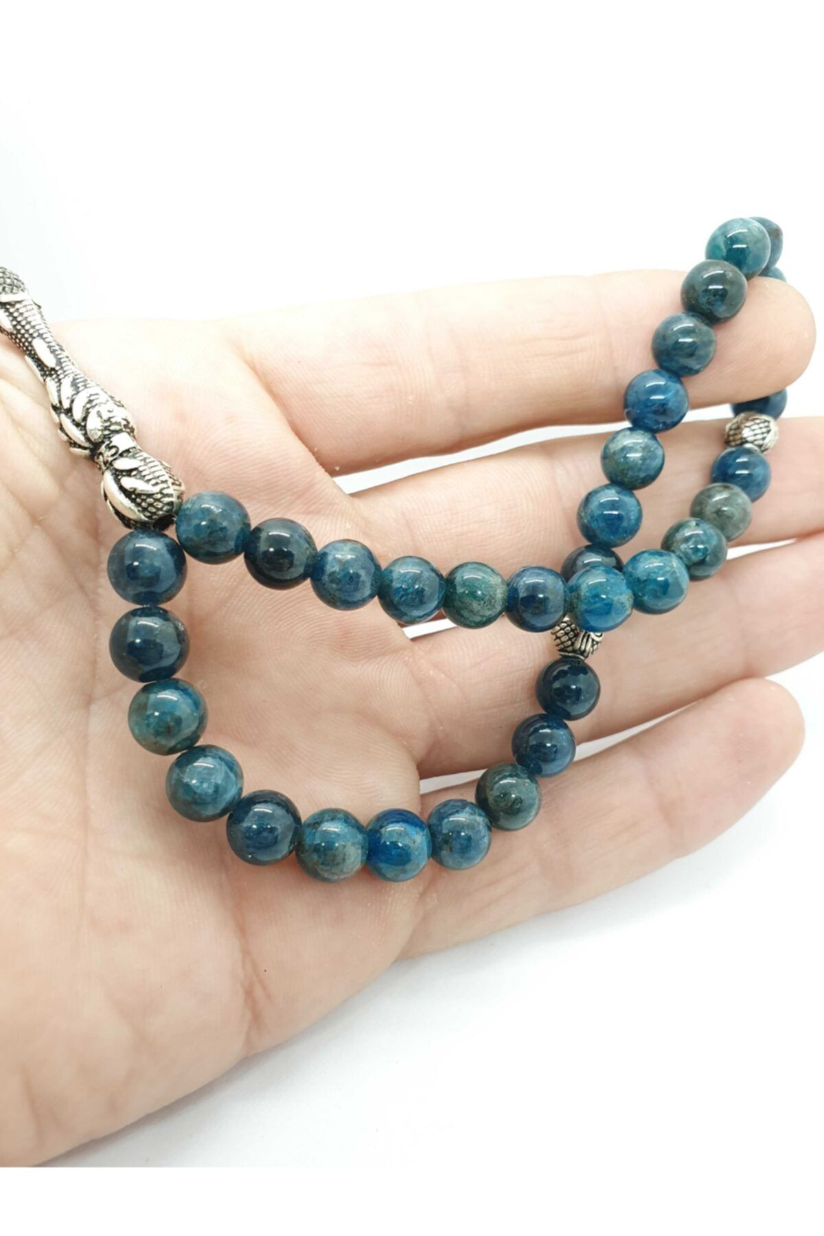 Gümüştel El Sanatlari Sertifikali Apatit Doğal Taş Tesbih 8 Mm