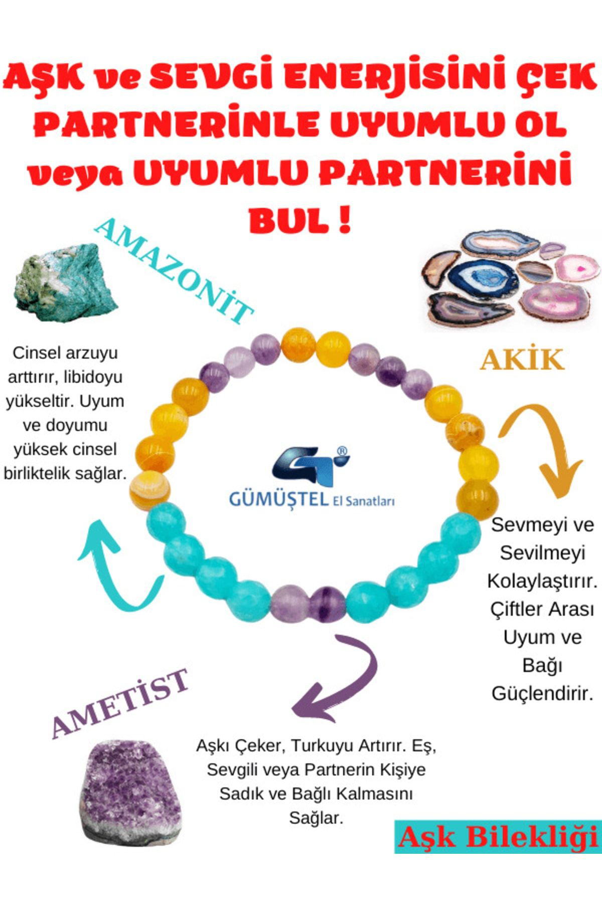 Sertifikalı Aşk,sevgi,çiftler Arası Uyum Doğal Taş Tılsım Bilekli