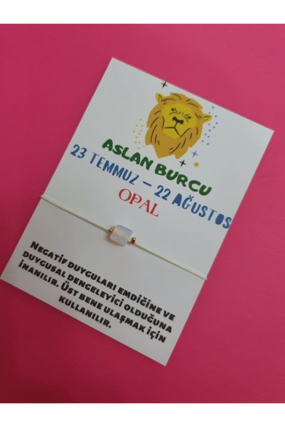 Sertifikalı Aslan Burcu Opal Doğal Taşlı Ip Burç Bilekliği