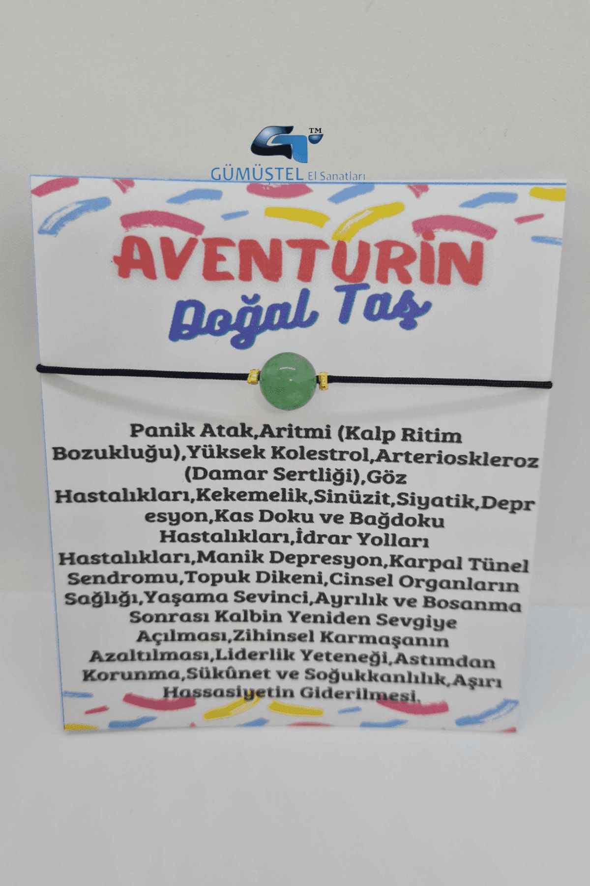 Sertifikalı Aventurin Doğal Taş Bileklik Ayarlamalı Ip Kilit Sist