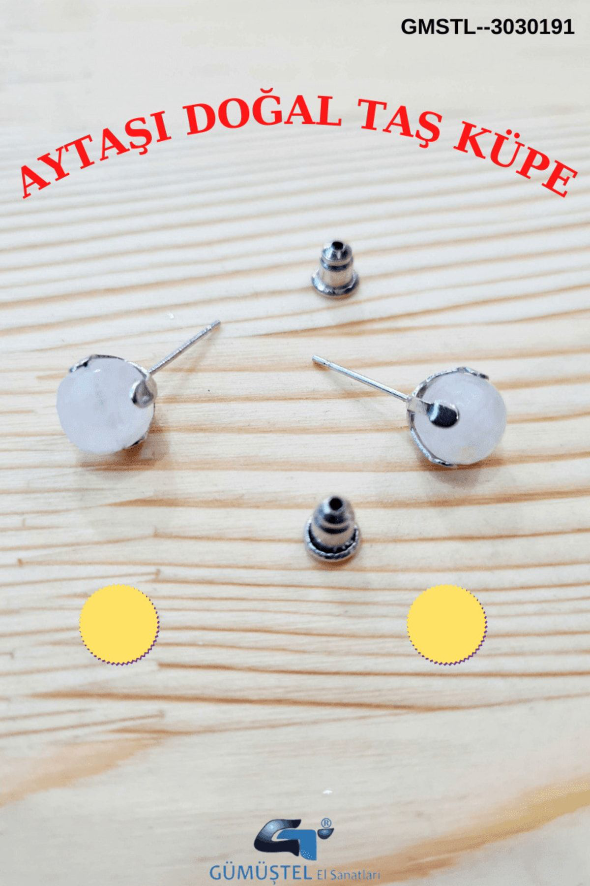 Sertifikalı Aytaşı Doğal Taş Top Küpe Orijinal Doğal Taş Sürpriz 