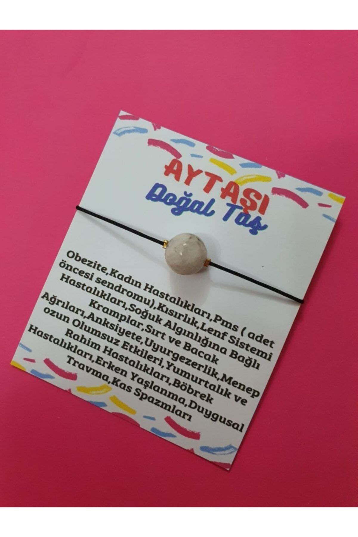 Sertifikalı Aytaşı Doğal Taş Bileklik Asansörlü Ayarlamalı 10mm O