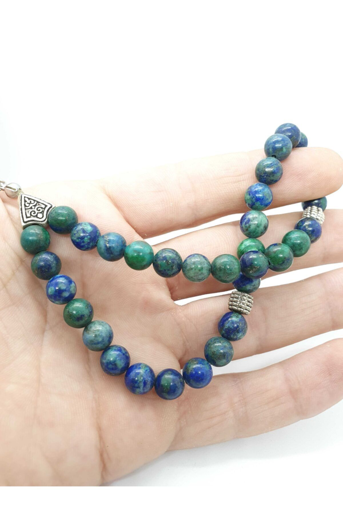 Sertifikalı Azurit Doğal Taş Tesbih 8 Mm Aaa Kalite