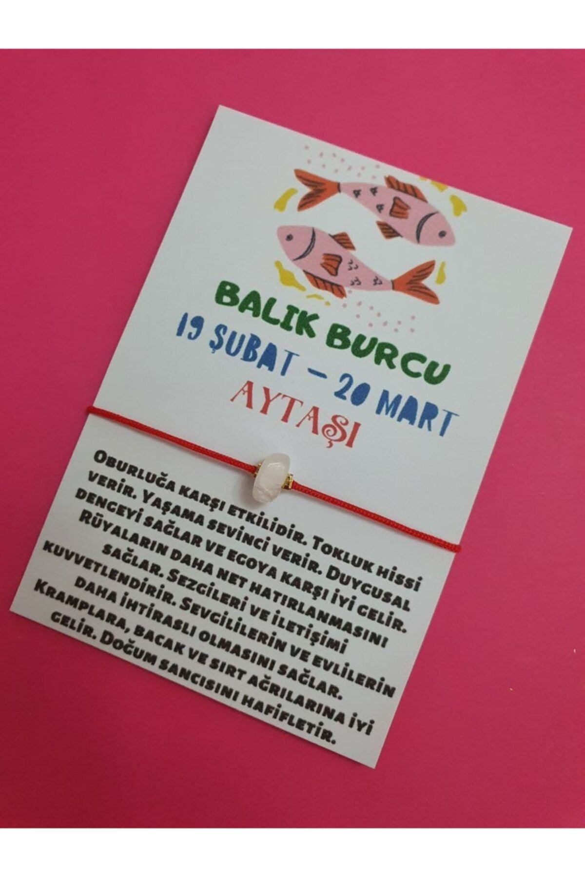 Sertifikalı Balık Burcu Aytaşı Doğal Taşlı Ip Burç Bilekliği