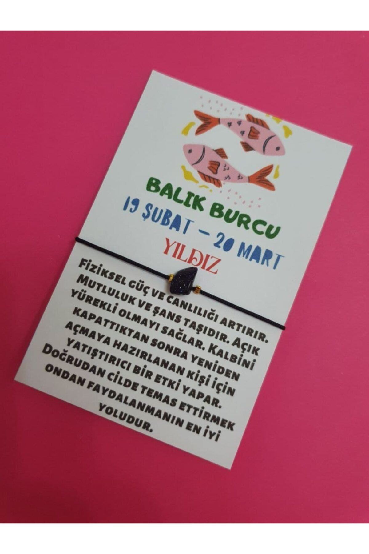 Sertifikalı Balık Burcu Yıldız Doğal Taşlı Ip Burç Bilekliği