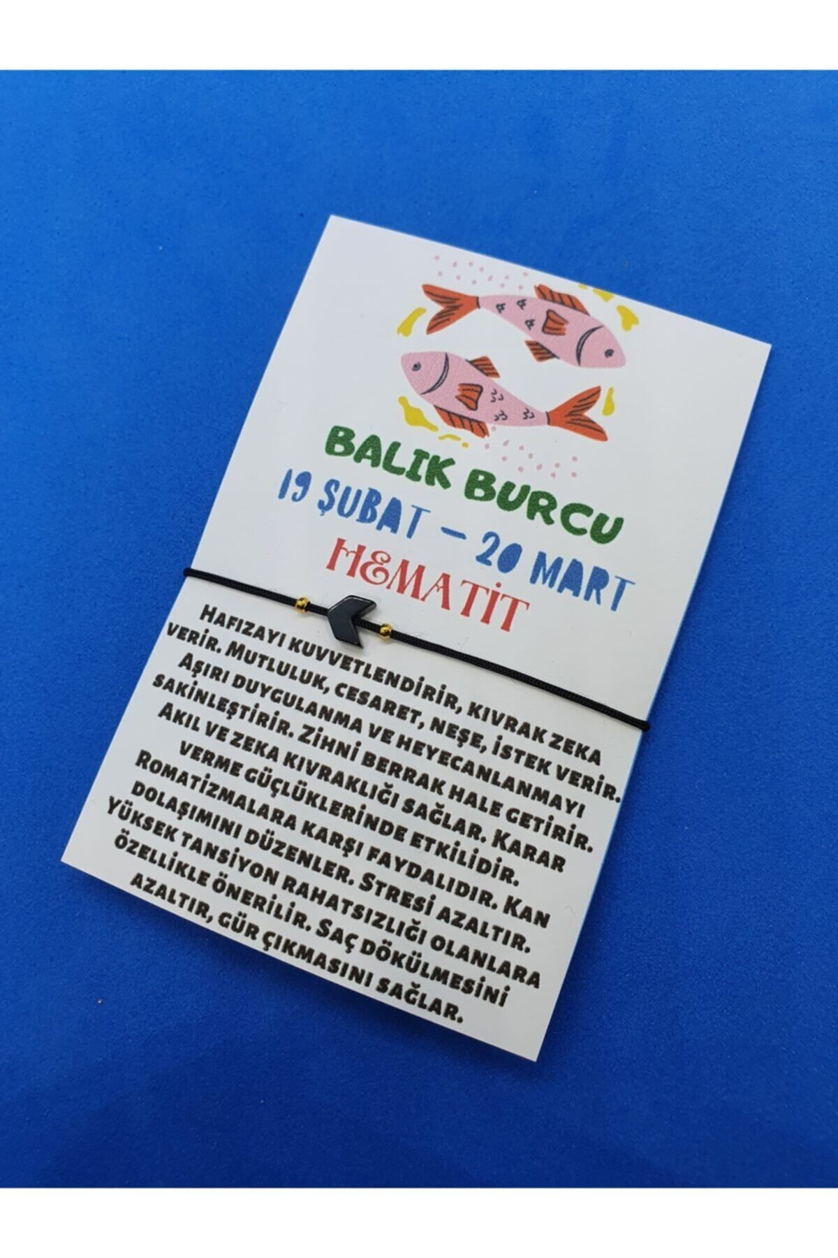 Sertifikalı Balık Burcu Hematit Doğal Taş Ip Burç Bilekliği