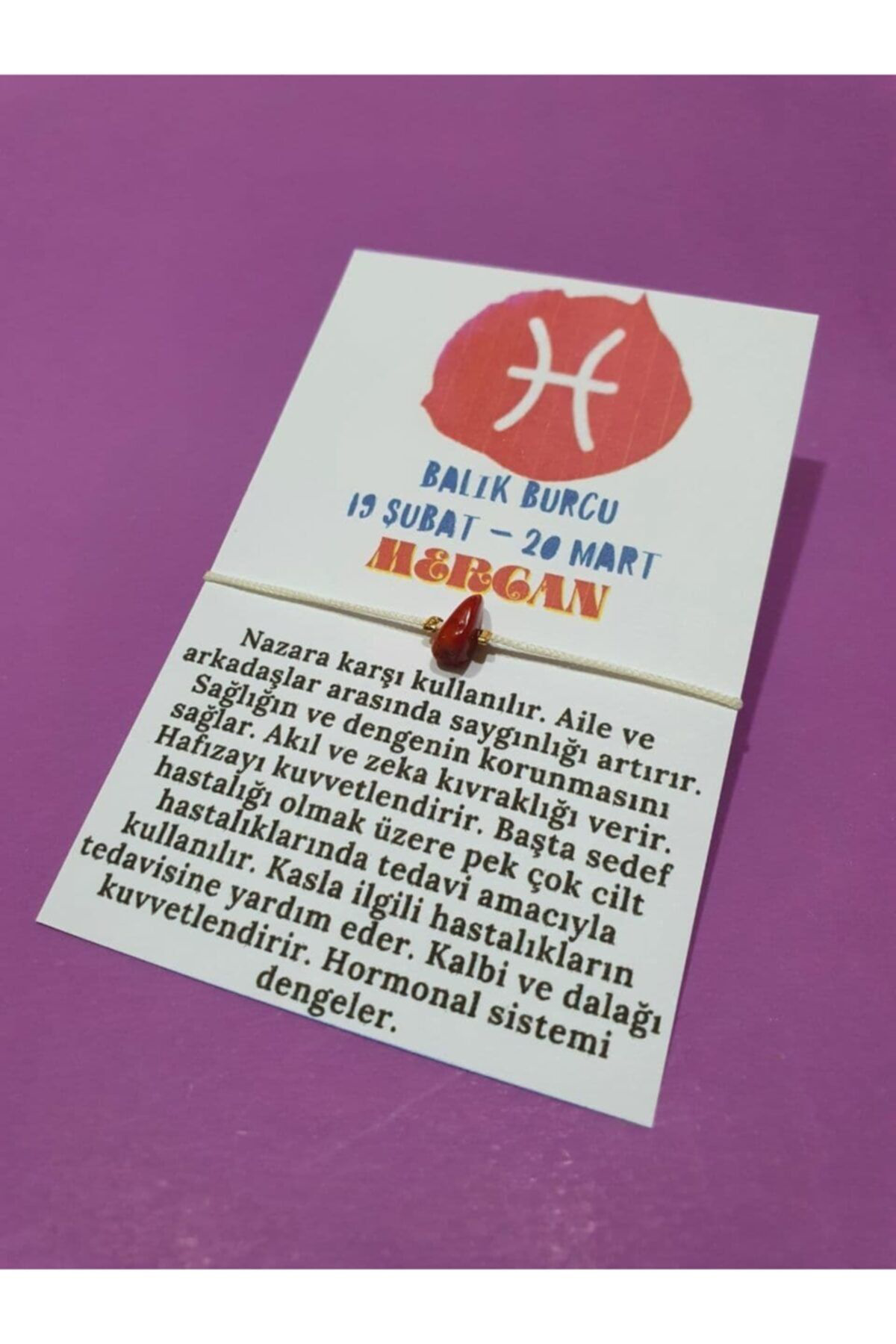 Sertifikalı Balık Burcu Mercan Doğal Taşlı Ip Burç Bilekliği