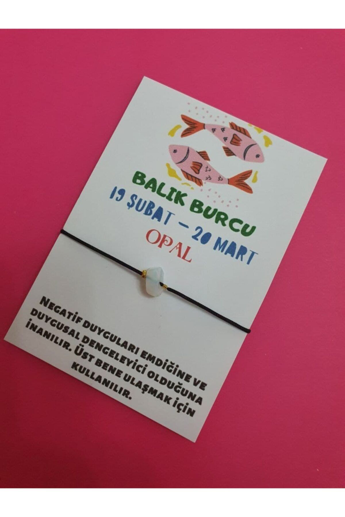Sertifikalı Balık Burcu Opal Doğal Taşlı Ip Burç Bilekliği