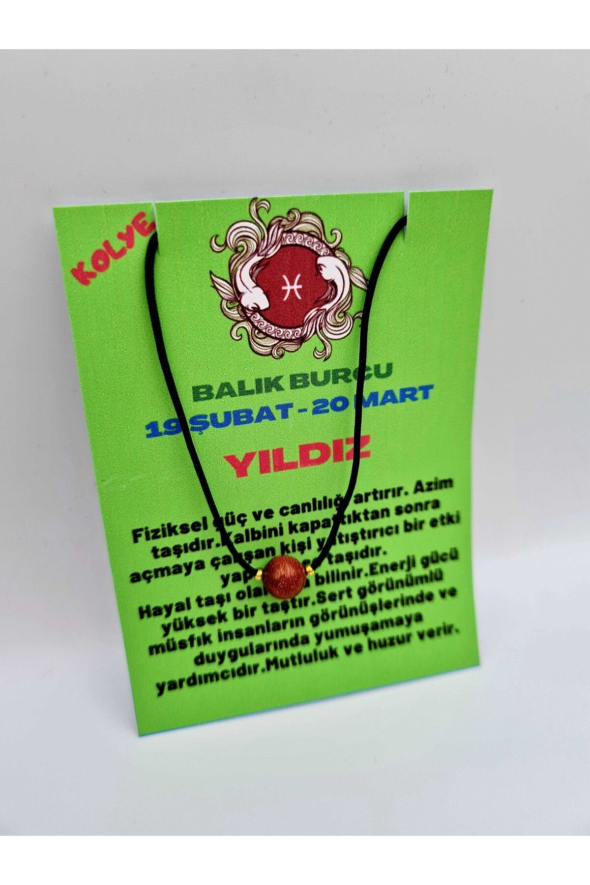 Sertifikalı Balık Burcu Yıldız Taşı Doğal Taş Kolye