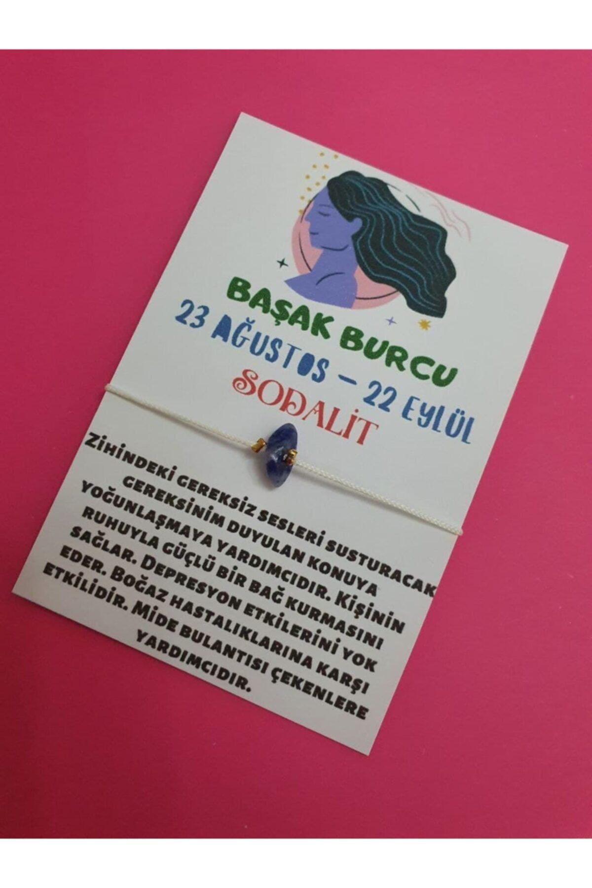 Sertifikalı Başak Burcu Sodalit Doğal Taşlı Ip Burç Bilekliği