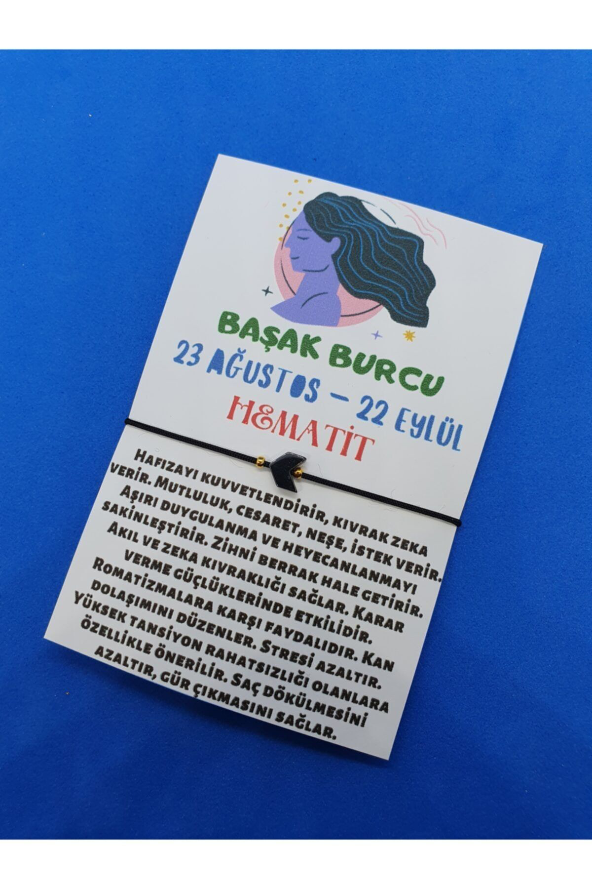 Sertifikalı Başak Burcu Hematit Doğal Taş Ip Burç Bilekliği