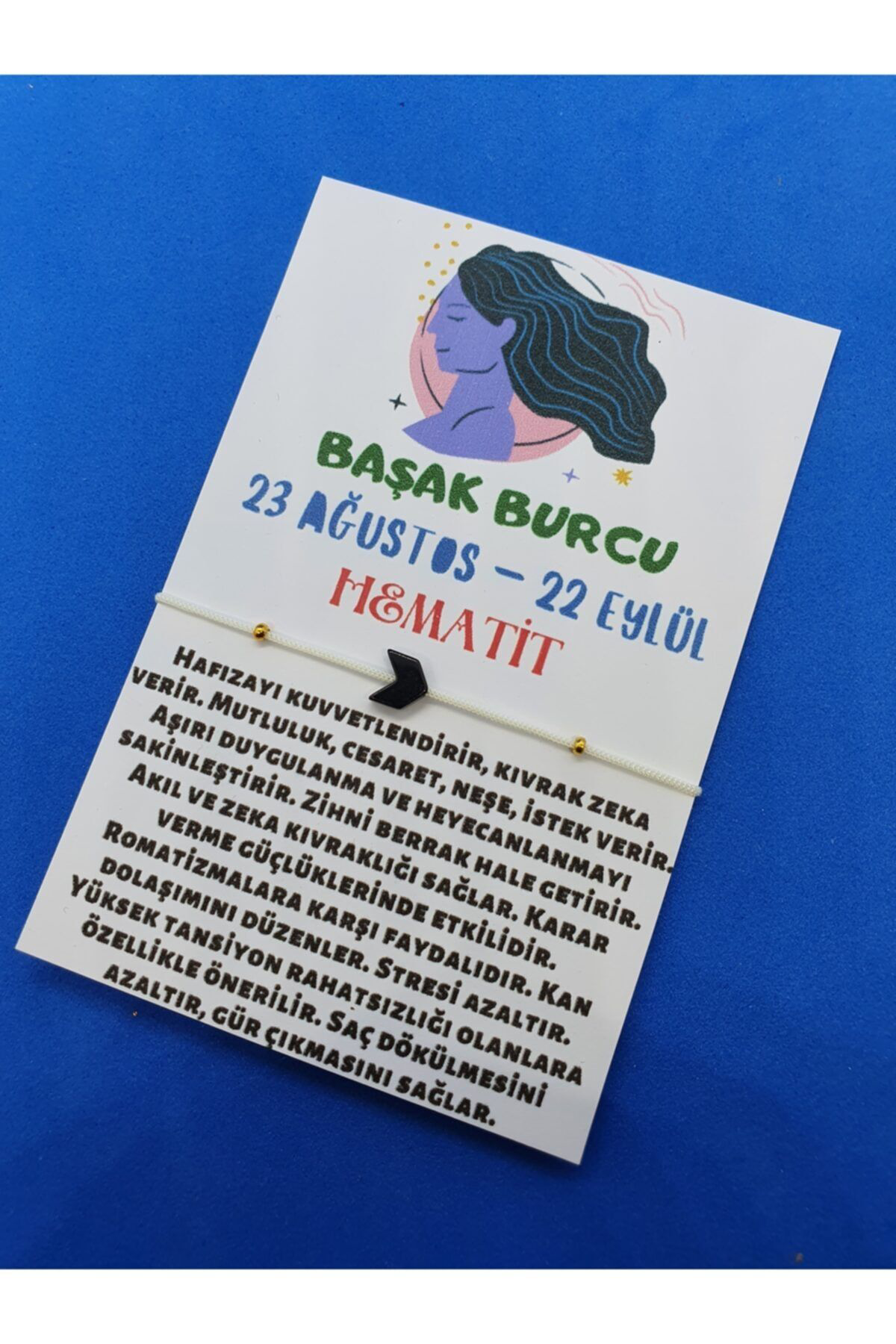 Sertifikalı Başak Burcu Hematit Doğal Taş Ip Burç Bilekliği