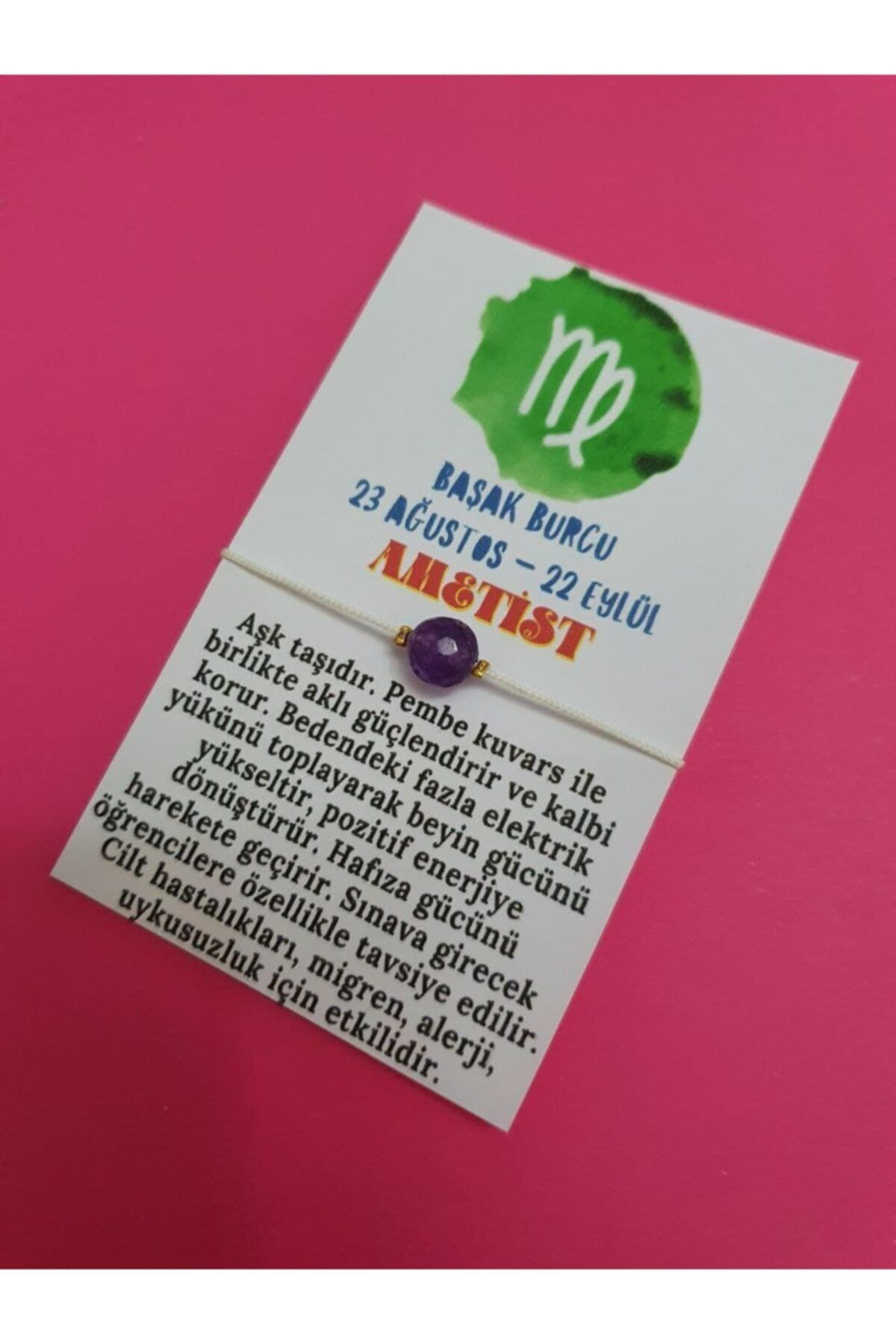 Sertifikalı Başak Burcu Ametist Doğal Taş Ip Burç Bilekliği
