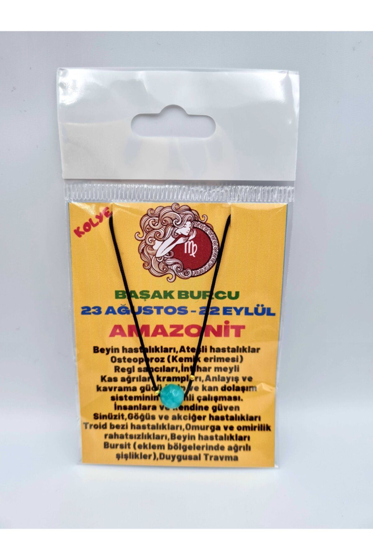 Sertifikalı Başak Burcu Amazonit Taşı Doğal Taş Kolye