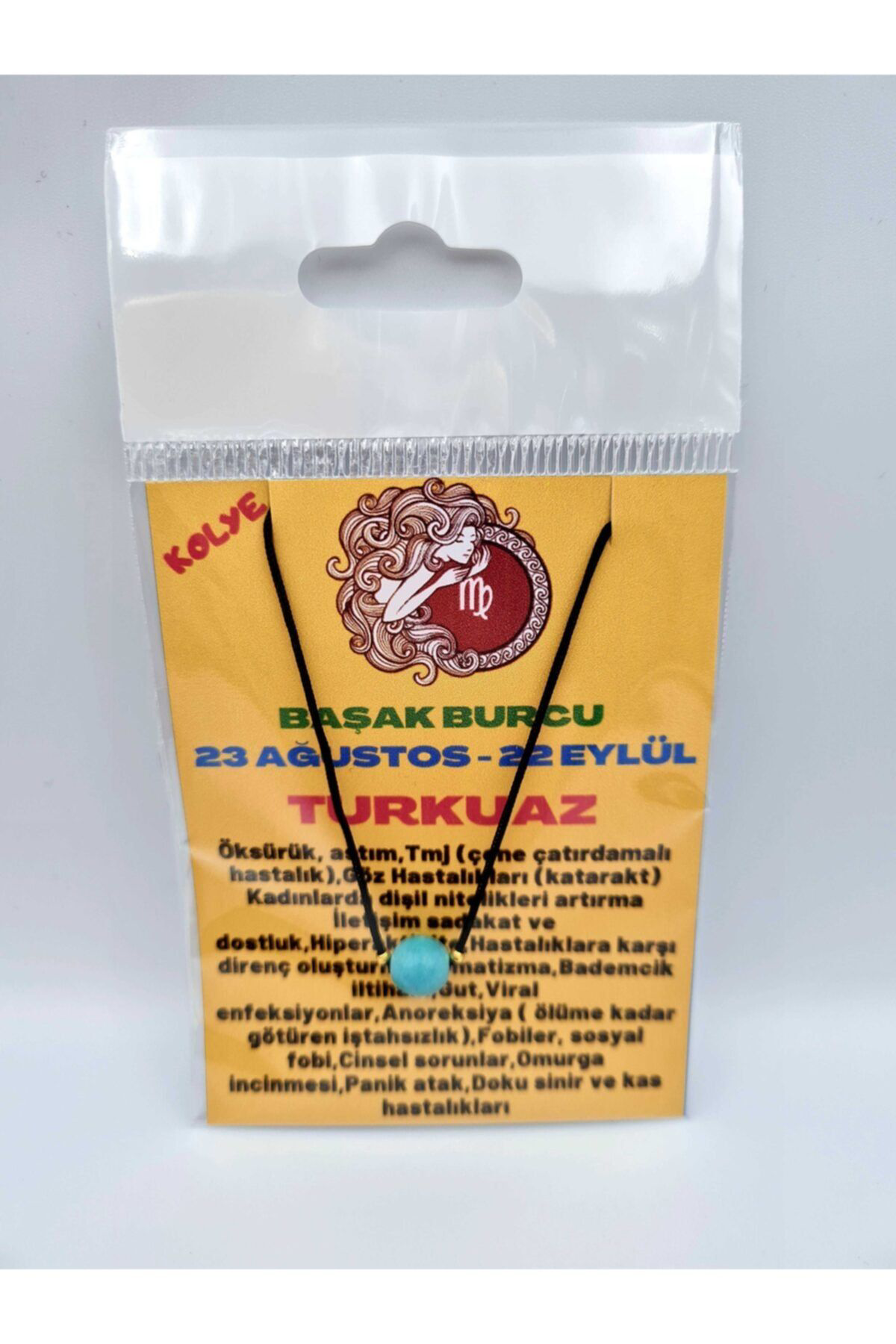 Sertifikalı Başak Burcu Turkuaz Taşı Doğal Taş Kolye