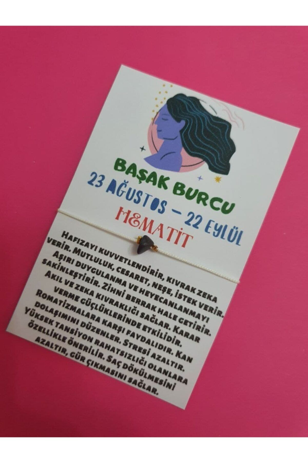 Sertifikalı Başak Burcu Hematit Doğal Taşlı Ip Burç Bilekliği